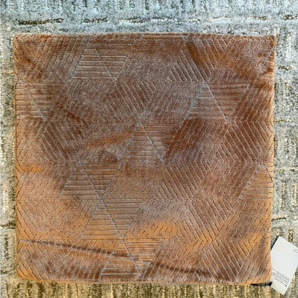 Textured Geometric Throw Pillow Cover - Rust color
